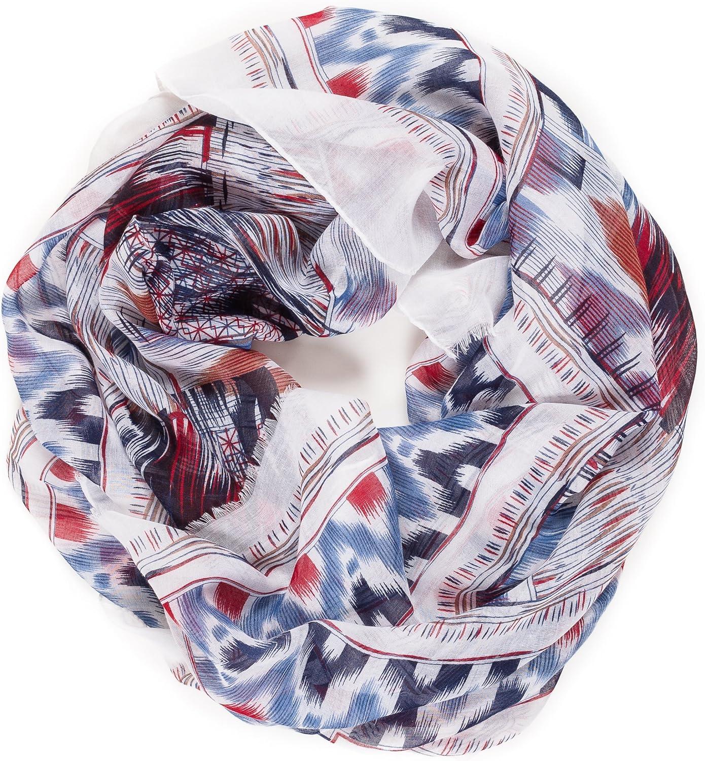 imageMELIFLUOS DESIGNED IN SPAIN Scarf for Women Lightweight Geometric Fashion For Summer Fall Scarves Shawl WrapsMadrid Collections 14  White Blue Geometric