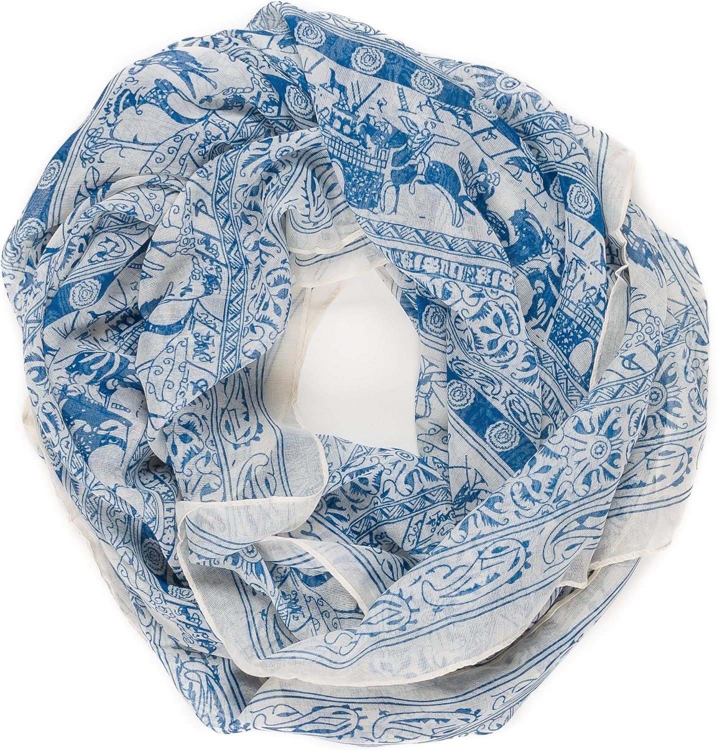 imageMELIFLUOS DESIGNED IN SPAIN Scarf for Women Lightweight Geometric Fashion For Summer Fall Scarves Shawl WrapsMadrid Collections 19  White Blue Design