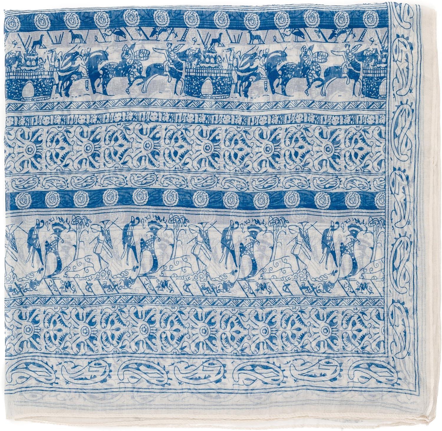 imageMELIFLUOS DESIGNED IN SPAIN Scarf for Women Lightweight Geometric Fashion For Summer Fall Scarves Shawl WrapsMadrid Collections 19  White Blue Design