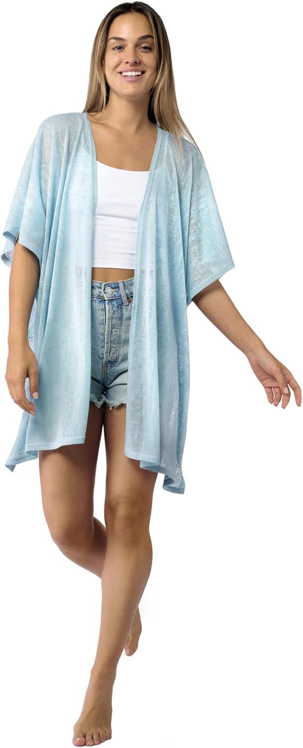 imageMELIFLUOS DESIGNED IN SPAIN Womens Beach Cover Up Swimsuit Kimono Pareo Sarong Beach Wear Dress for SummerMarbella Collection 1  Solid Aqua