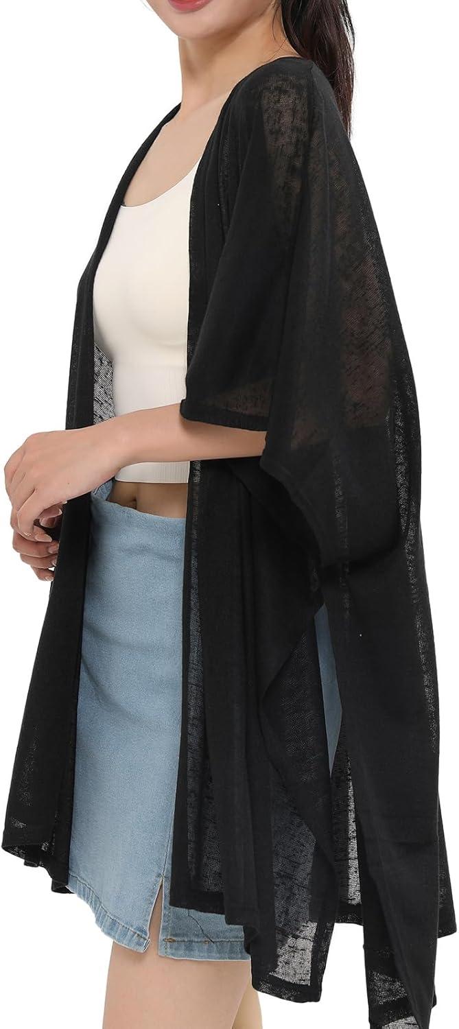 imageMELIFLUOS DESIGNED IN SPAIN Womens Beach Cover Up Swimsuit Kimono Pareo Sarong Beach Wear Dress for SummerMarbella Collection 1  Solid Black