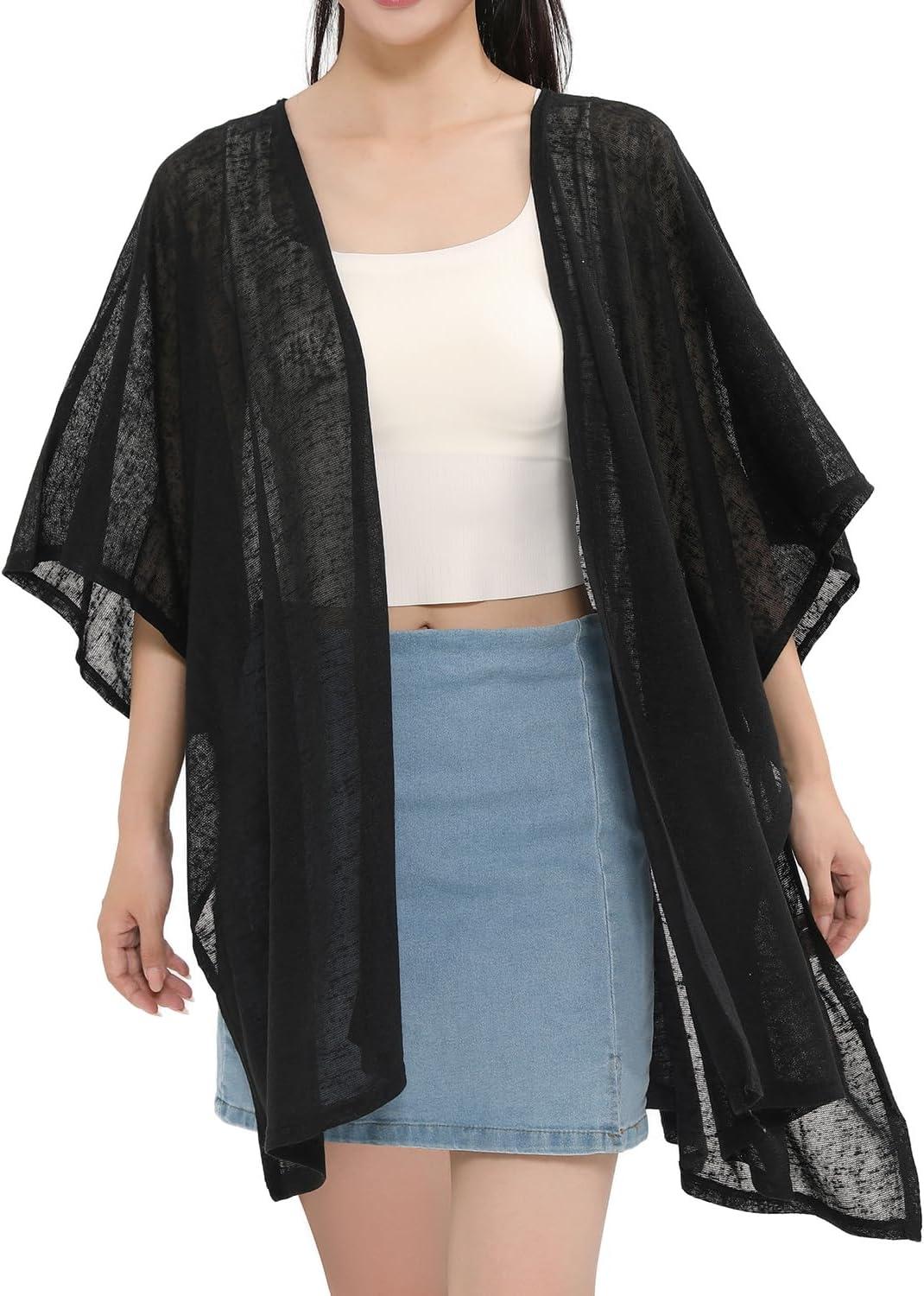 imageMELIFLUOS DESIGNED IN SPAIN Womens Beach Cover Up Swimsuit Kimono Pareo Sarong Beach Wear Dress for SummerMarbella Collection 1  Solid Black