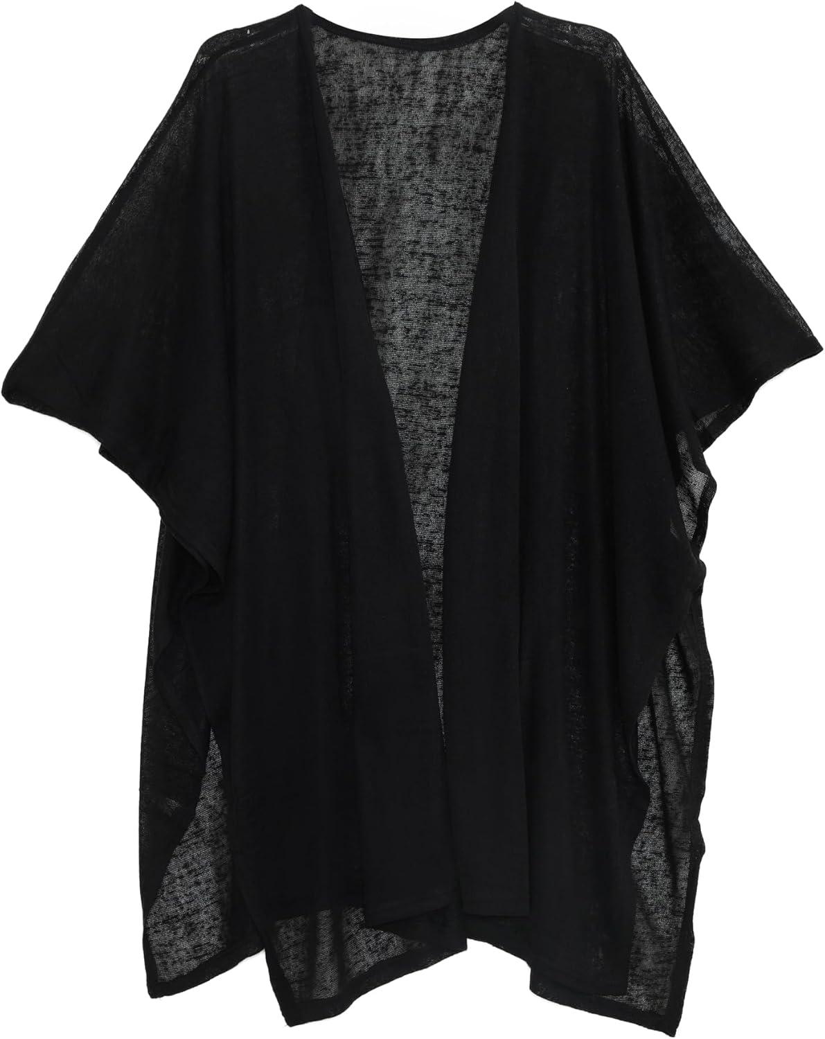 imageMELIFLUOS DESIGNED IN SPAIN Womens Beach Cover Up Swimsuit Kimono Pareo Sarong Beach Wear Dress for SummerMarbella Collection 1  Solid Black