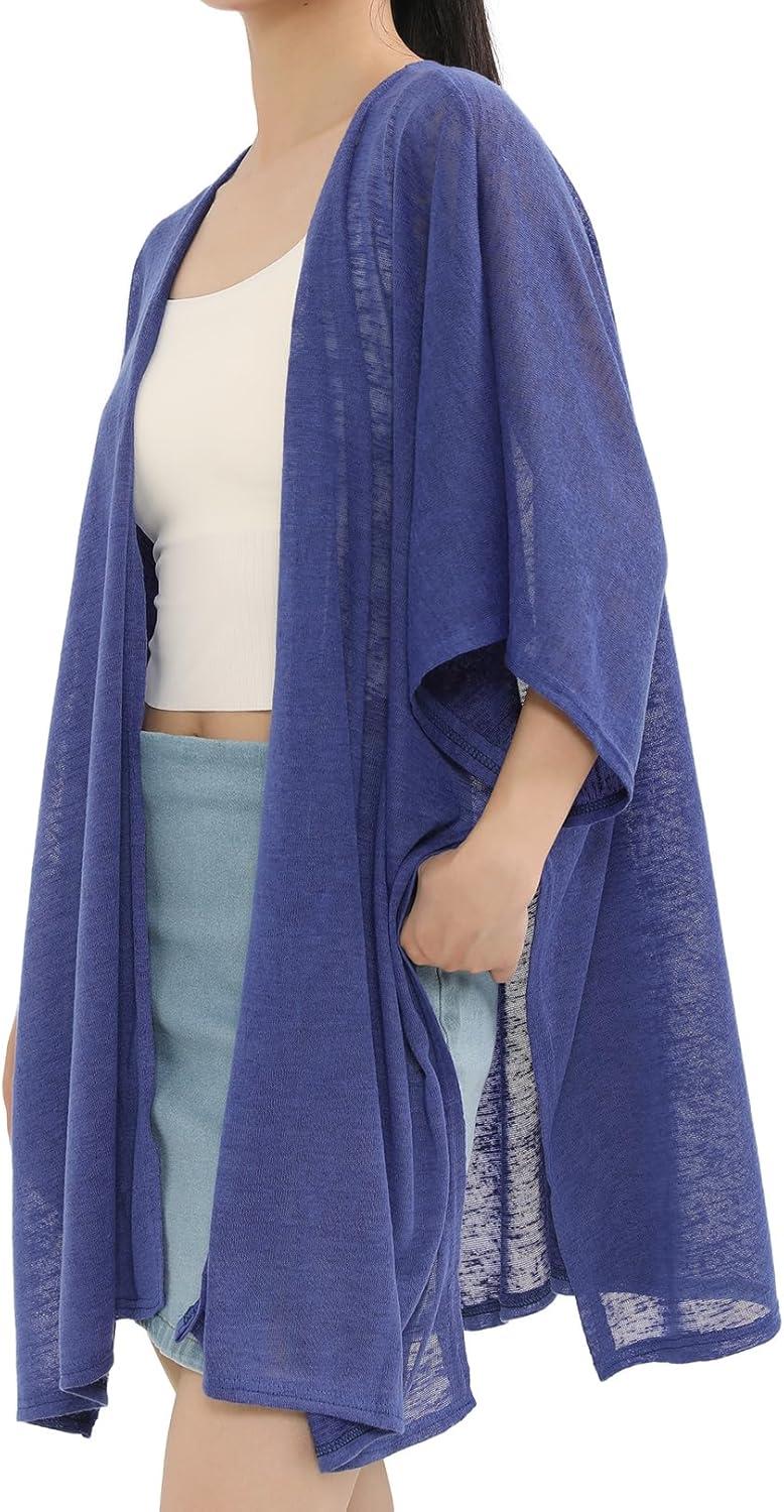 imageMELIFLUOS DESIGNED IN SPAIN Womens Beach Cover Up Swimsuit Kimono Pareo Sarong Beach Wear Dress for SummerMarbella Collection 1  Solid Blue