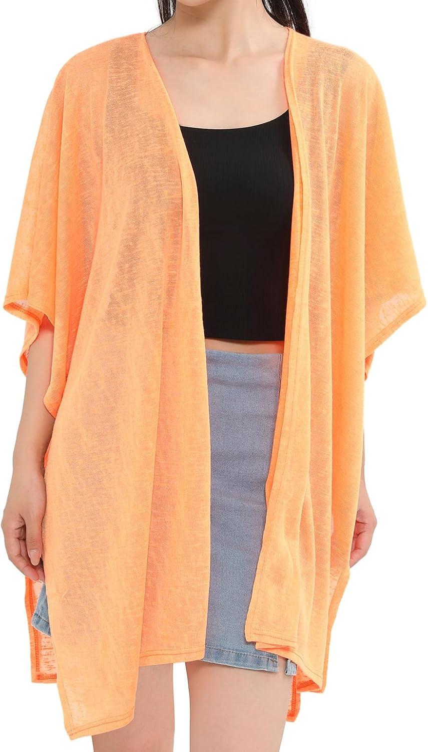 imageMELIFLUOS DESIGNED IN SPAIN Womens Beach Cover Up Swimsuit Kimono Pareo Sarong Beach Wear Dress for SummerMarbella Collection 1  Solid Orange