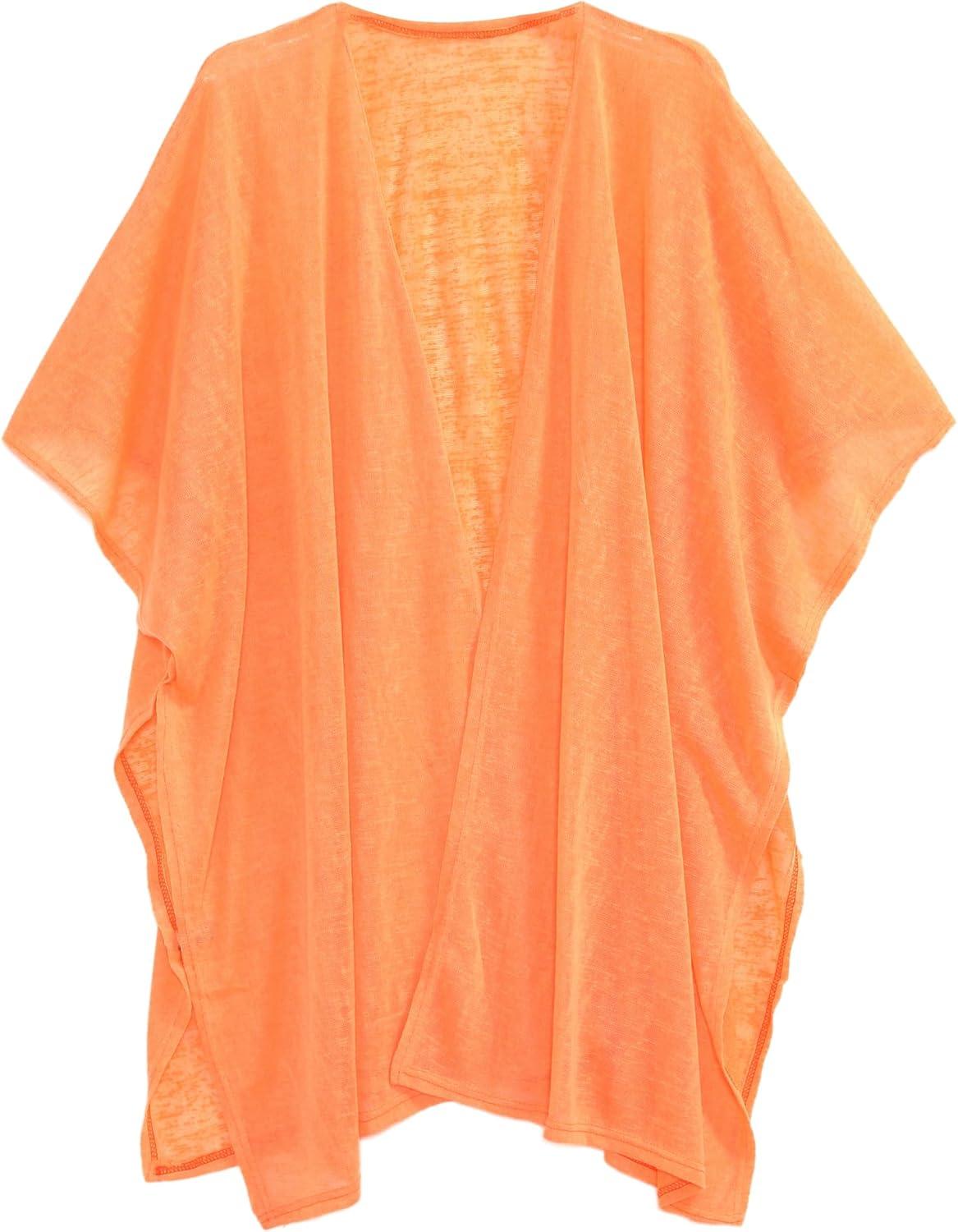 imageMELIFLUOS DESIGNED IN SPAIN Womens Beach Cover Up Swimsuit Kimono Pareo Sarong Beach Wear Dress for SummerMarbella Collection 1  Solid Orange