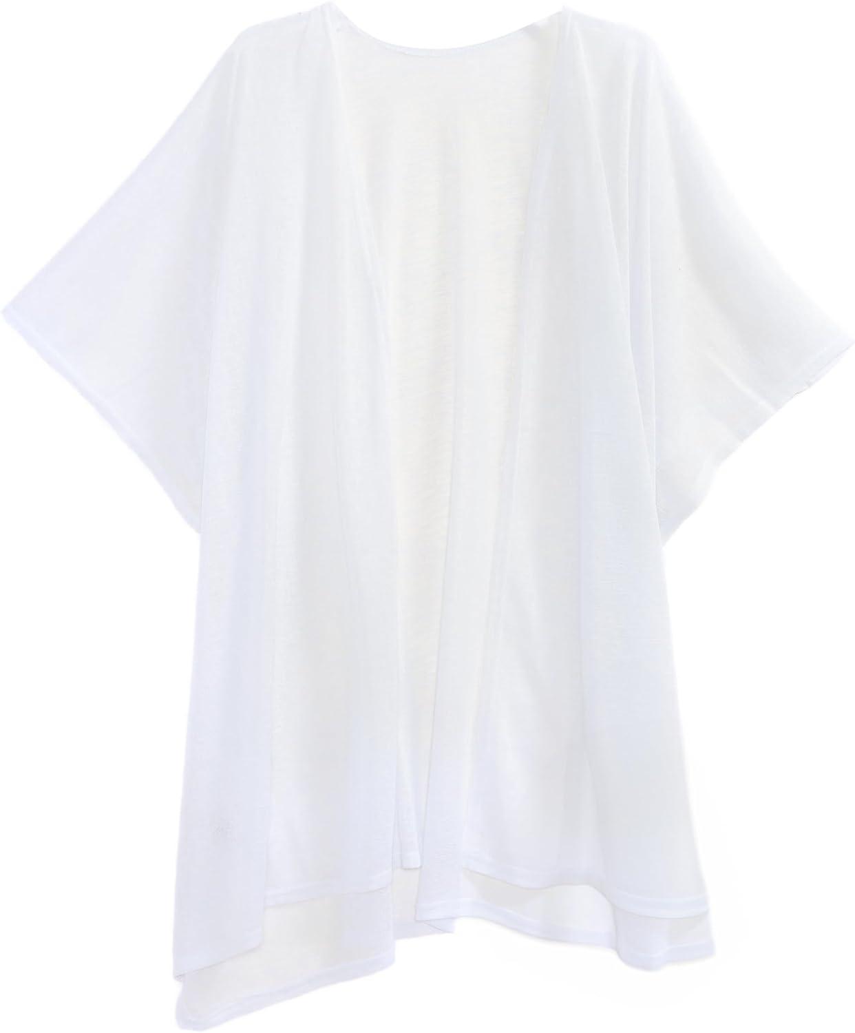 imageMELIFLUOS DESIGNED IN SPAIN Womens Beach Cover Up Swimsuit Kimono Pareo Sarong Beach Wear Dress for SummerMarbella Collection 1  Solid White