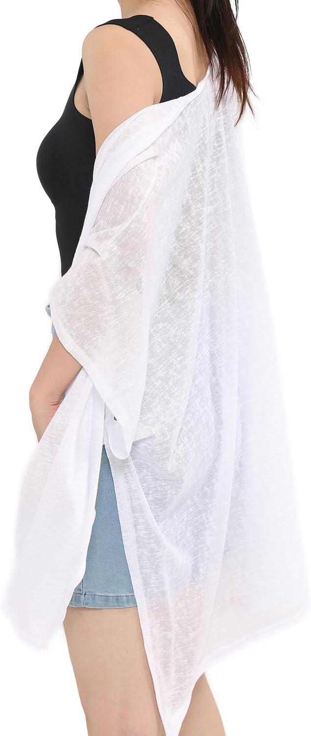 imageMELIFLUOS DESIGNED IN SPAIN Womens Beach Cover Up Swimsuit Kimono Pareo Sarong Beach Wear Dress for SummerMarbella Collection 1  Solid White