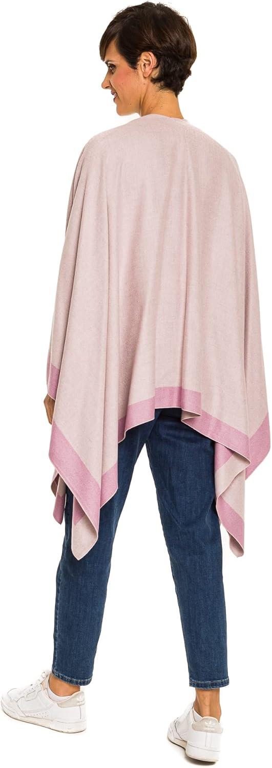 imageWomens Shawl Wrap Poncho Ruana Cape Cardigan Sweater Open Front for Fall WinterBorder Design  Double Pink