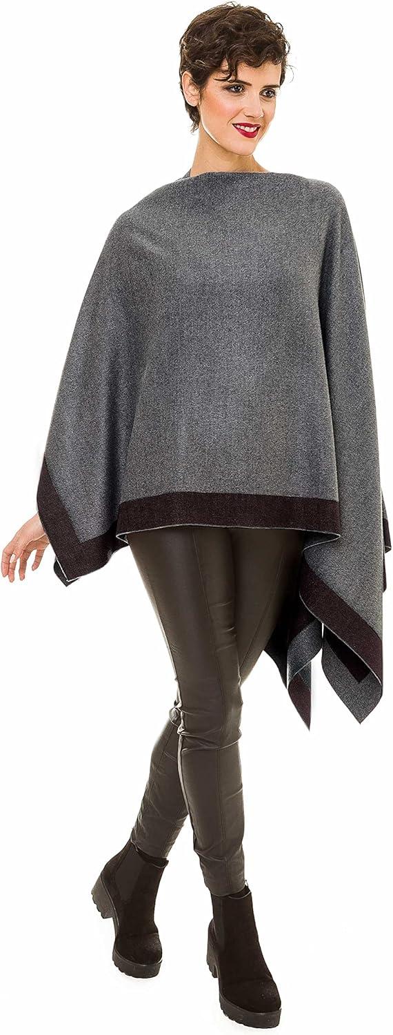 imageWomens Shawl Wrap Poncho Ruana Cape Cardigan Sweater Open Front for Travel Flight CruisesBorder Design  Gray Brown