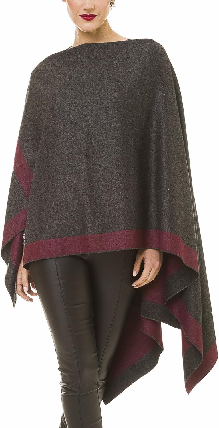 imageWomens Shawl Wrap Poncho Ruana Cape Cardigan Sweater Open Front for Travel Flight CruisesBorder Design  Purple Gray