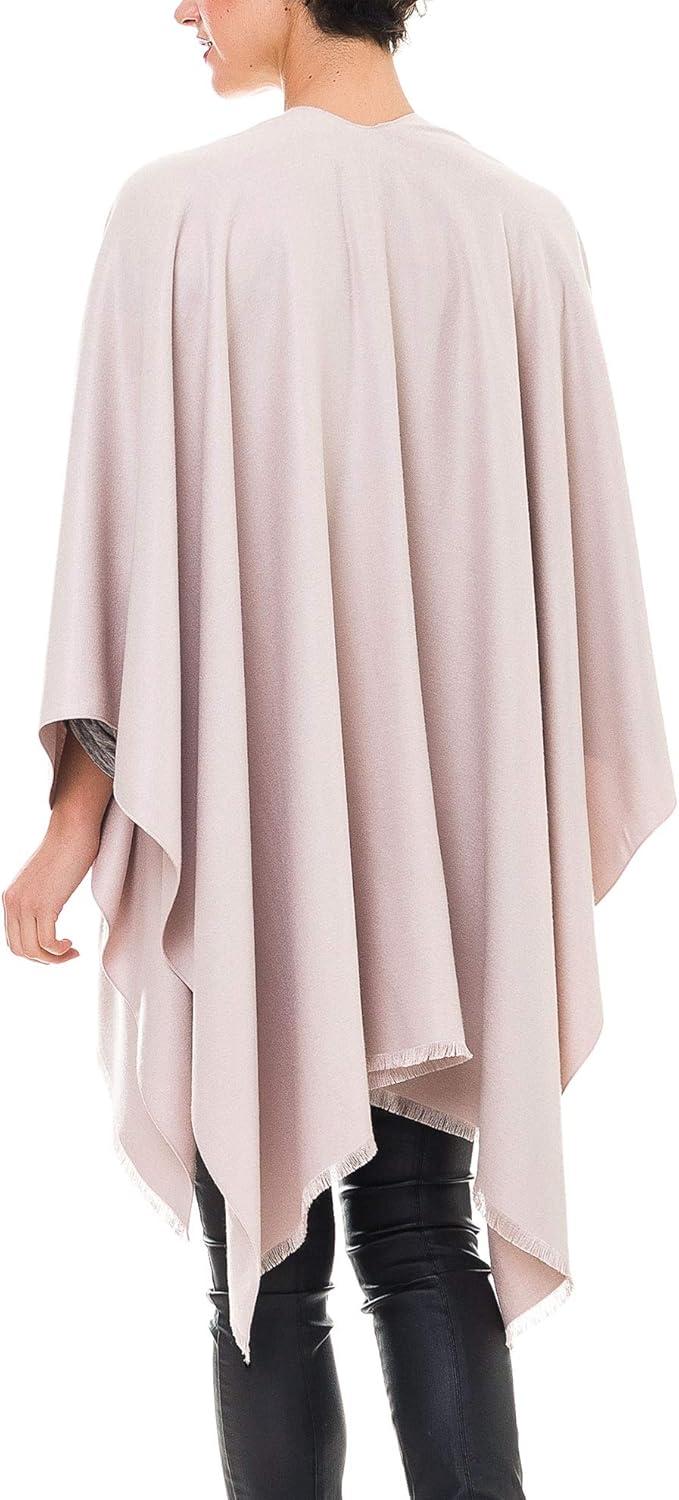 imageWomens Shawl Wrap Poncho Ruana Cape Cardigan Sweater Open Front for Travel Flight CruisesSolid Color Design  Blush