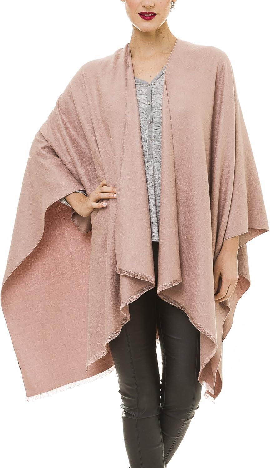 imageWomens Shawl Wrap Poncho Ruana Cape Cardigan Sweater Open Front for Travel Flight CruisesSolid Color Design  Mauve