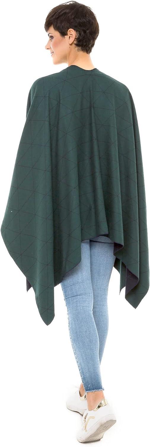 imageWomens Shawl Wrap Poncho Ruana Cape Cardigan Sweater Open Front for Travel Flight CruisesSpanish Design  2 Green Navy