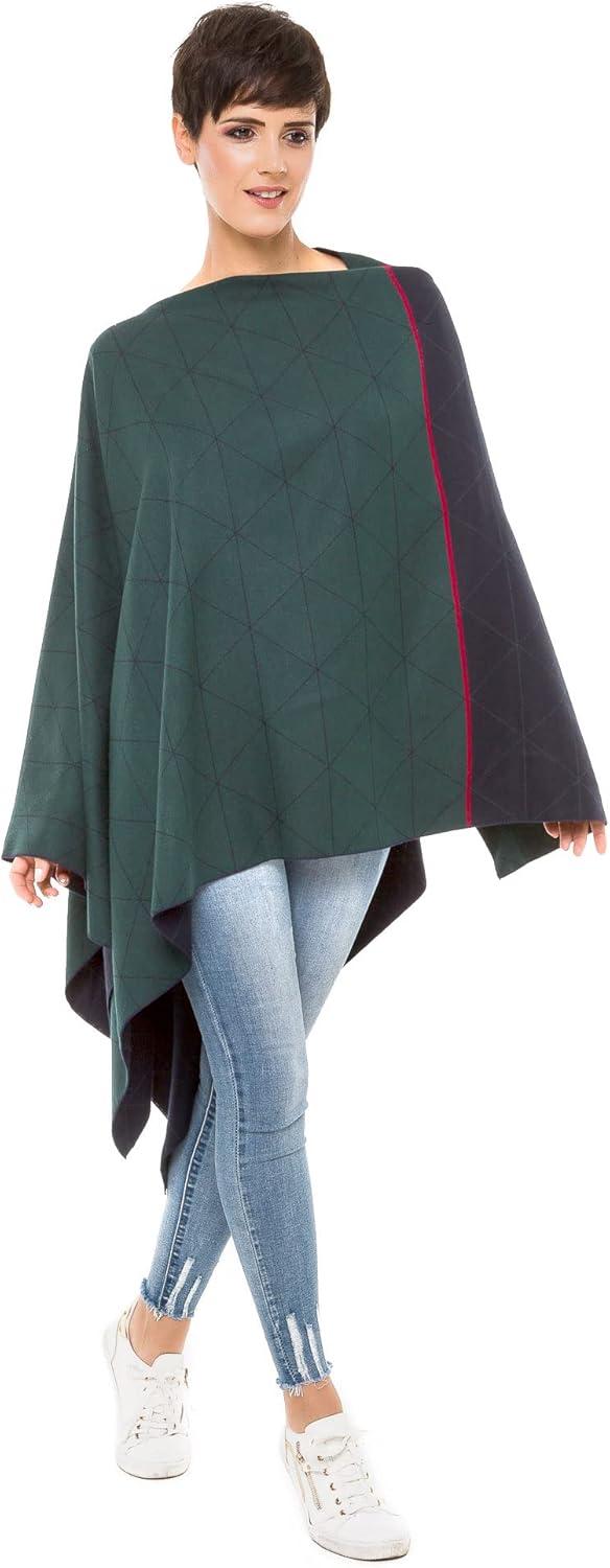 imageWomens Shawl Wrap Poncho Ruana Cape Cardigan Sweater Open Front for Travel Flight CruisesSpanish Design  2 Green Navy