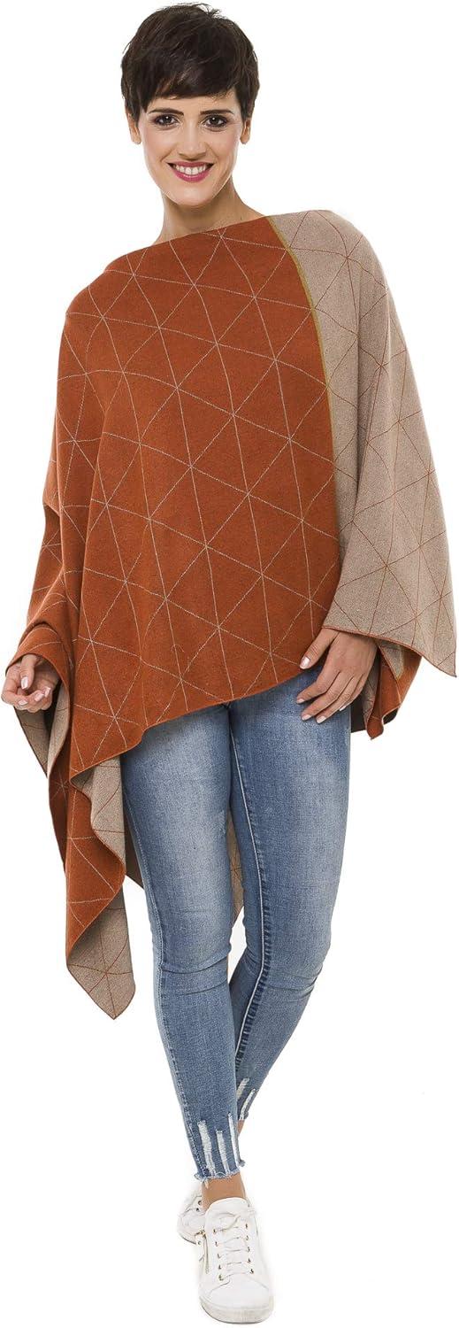 imageWomens Shawl Wrap Poncho Ruana Cape Cardigan Sweater Open Front for Travel Flight CruisesSpanish Design  2 Orange Beige