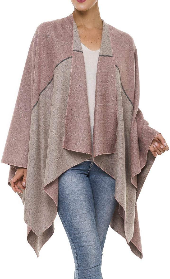 imageWomens Shawl Wrap Poncho Ruana Cape Cardigan Sweater Open Front for Travel Flight CruisesSpanish Design  2 Pink Beige