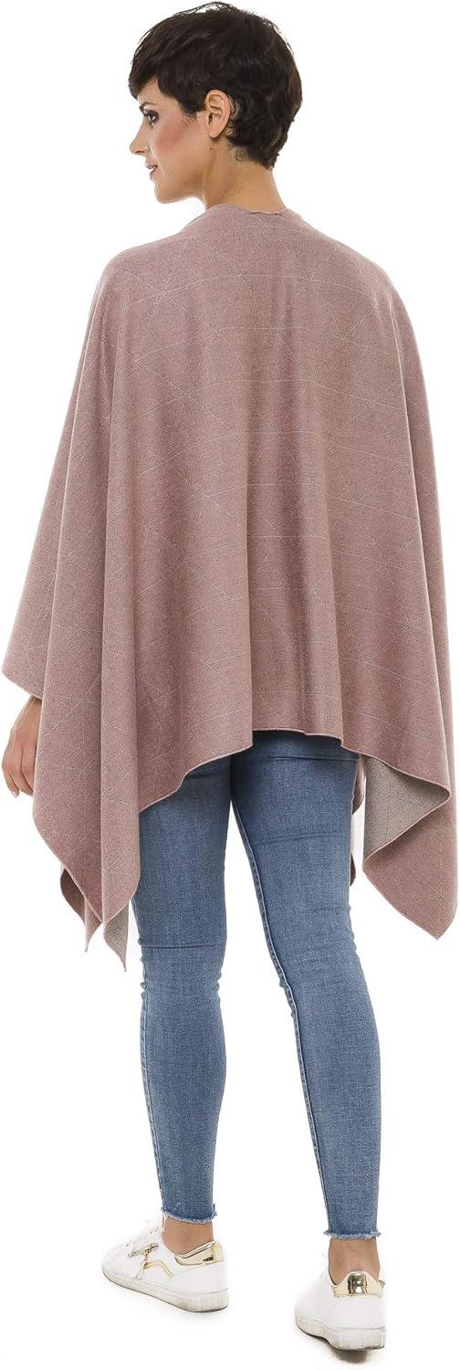 imageWomens Shawl Wrap Poncho Ruana Cape Cardigan Sweater Open Front for Travel Flight CruisesSpanish Design  2 Pink Beige