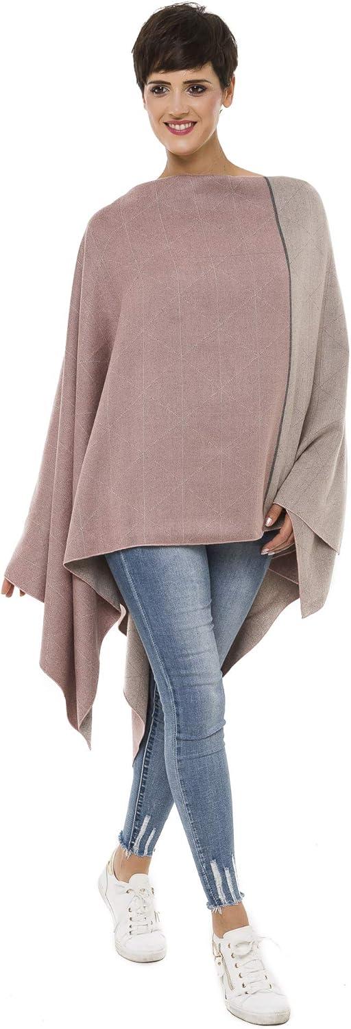 imageWomens Shawl Wrap Poncho Ruana Cape Cardigan Sweater Open Front for Travel Flight CruisesSpanish Design  2 Pink Beige
