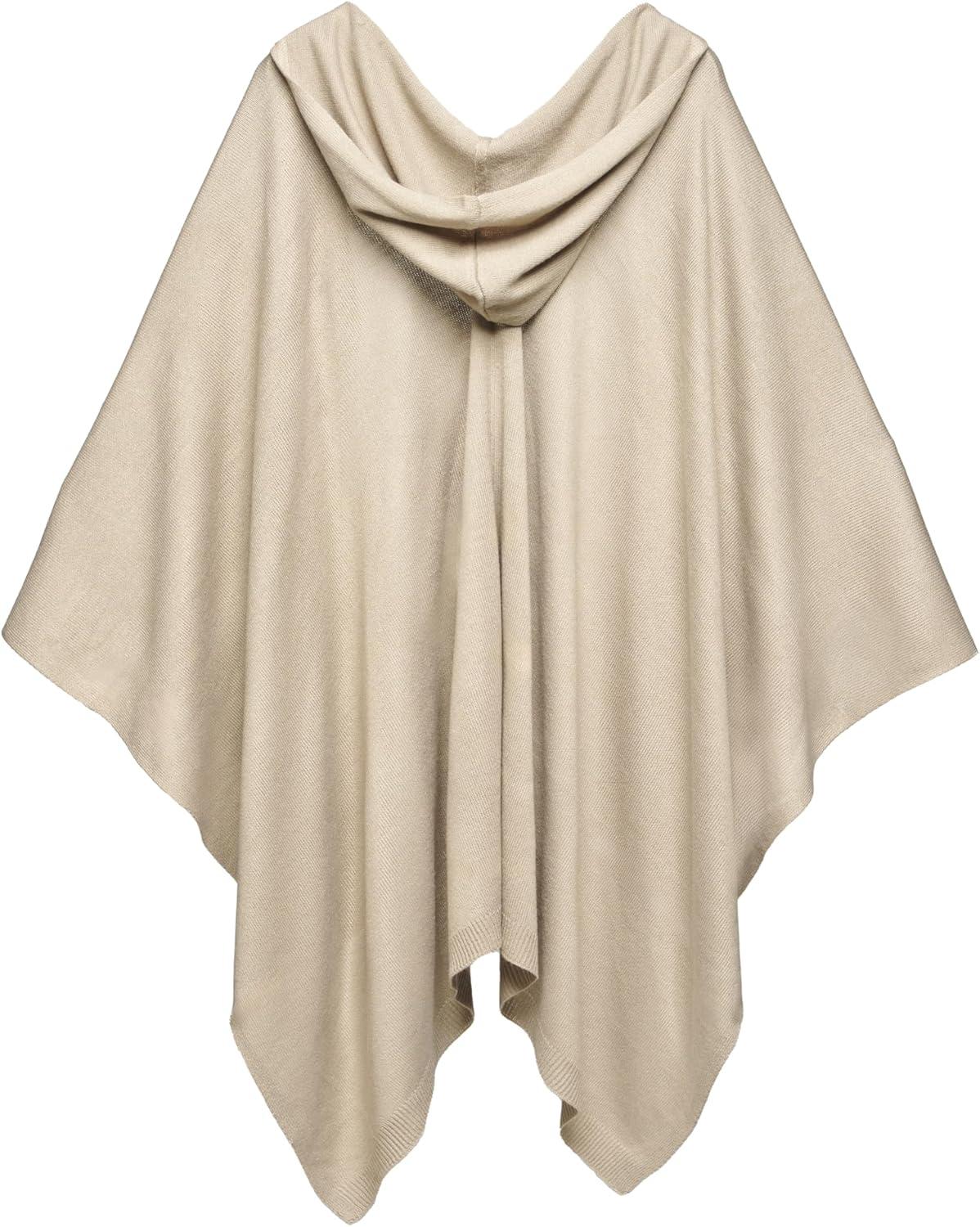 imageWomens Shawl Wrap Poncho Ruana Cape Cardigan Sweater Open Front for Travel Flight CruisesTarifa Collection  Hooded Poncho  Khaki