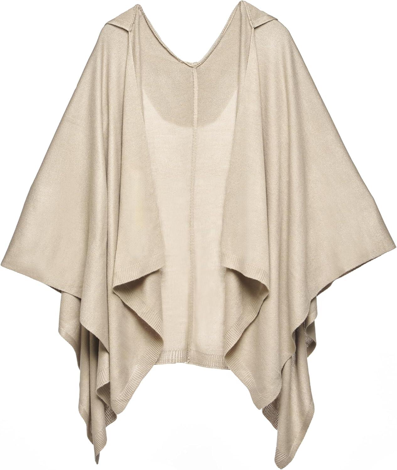 imageWomens Shawl Wrap Poncho Ruana Cape Cardigan Sweater Open Front for Travel Flight CruisesTarifa Collection  Hooded Poncho  Khaki
