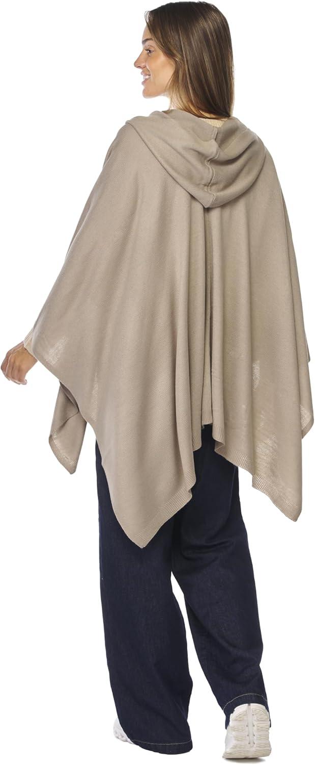 imageWomens Shawl Wrap Poncho Ruana Cape Cardigan Sweater Open Front for Travel Flight CruisesTarifa Collection  Hooded Poncho  Khaki