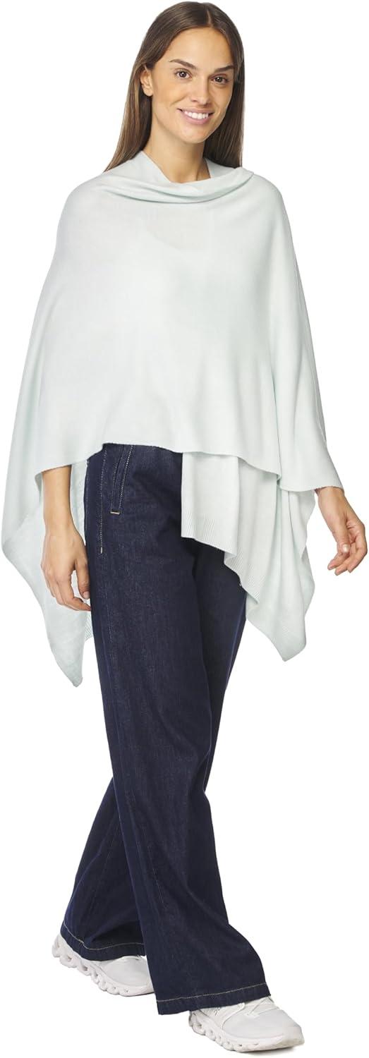 imageWomens Shawl Wrap Poncho Ruana Cape Cardigan Sweater Open Front for Travel Flight CruisesTarifa Collection  Open Front Poncho  Light Blue