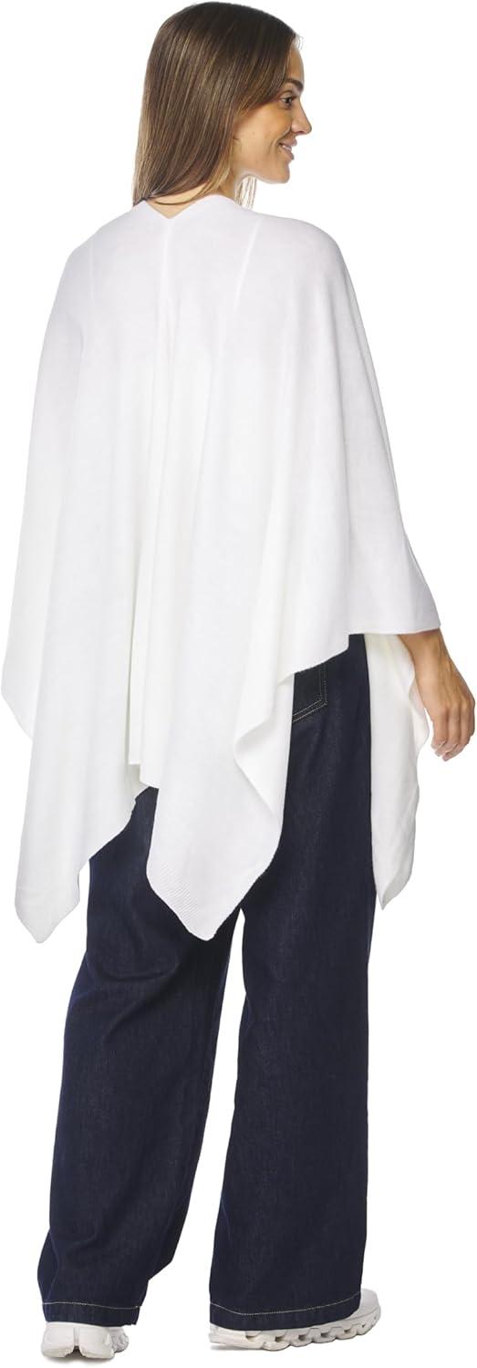 imageWomens Shawl Wrap Poncho Ruana Cape Cardigan Sweater Open Front for Travel Flight CruisesTarifa Collection  Open Front Poncho  White