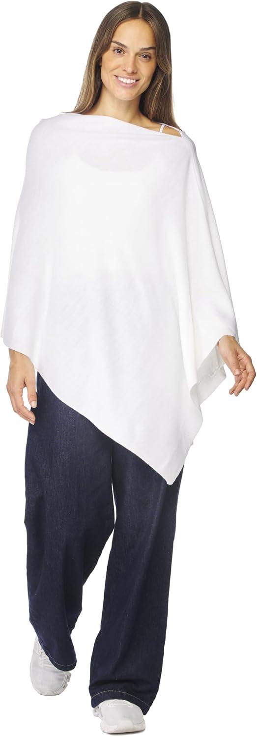 imageWomens Shawl Wrap Poncho Ruana Cape Cardigan Sweater Open Front for Travel Flight CruisesTarifa Collection  Pullover Poncho  White