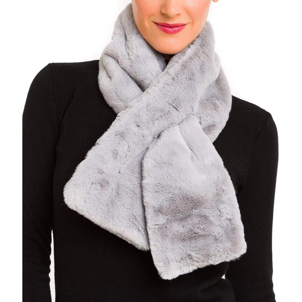 imageFur Collar Scarf for Women Faux Fur Scarves Neck Shrug for Fall Winter Coat DressLugo Collection 1  Gray