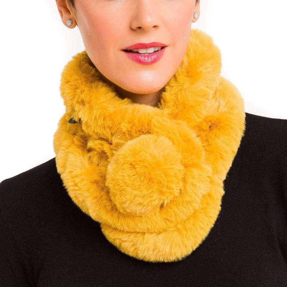 imageFur Collar Scarf for Women Faux Fur Scarves Neck Shrug for Spring Fall Winter Coat DressPontevedra Collection 5  Turmeric