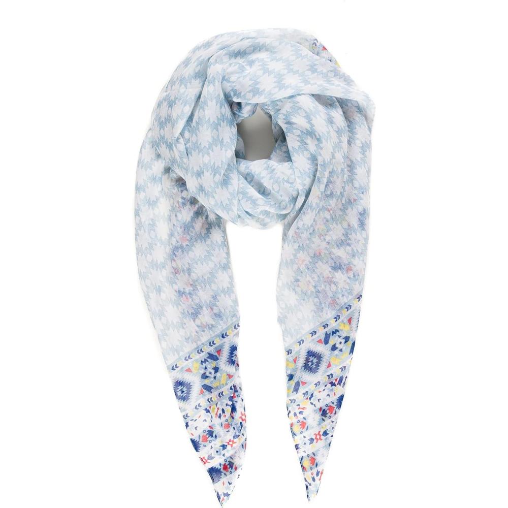 imageMELIFLUOS DESIGNED IN SPAIN Scarf for Women Lightweight Geometric Fashion For Summer Fall Scarves Shawl WrapsMadrid Collection 4  Light Blue Geometric