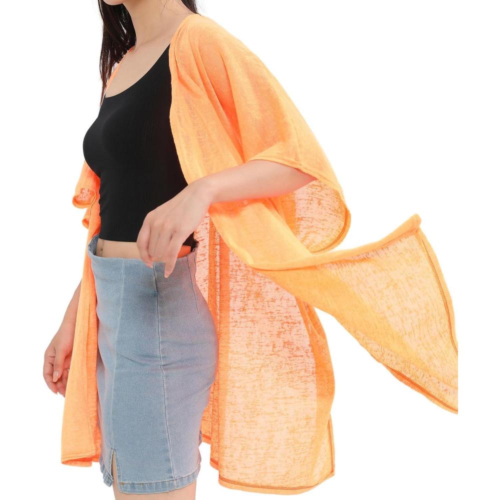 imageMELIFLUOS DESIGNED IN SPAIN Womens Beach Cover Up Swimsuit Kimono Pareo Sarong Beach Wear Dress for SummerMarbella Collection 1  Solid Orange