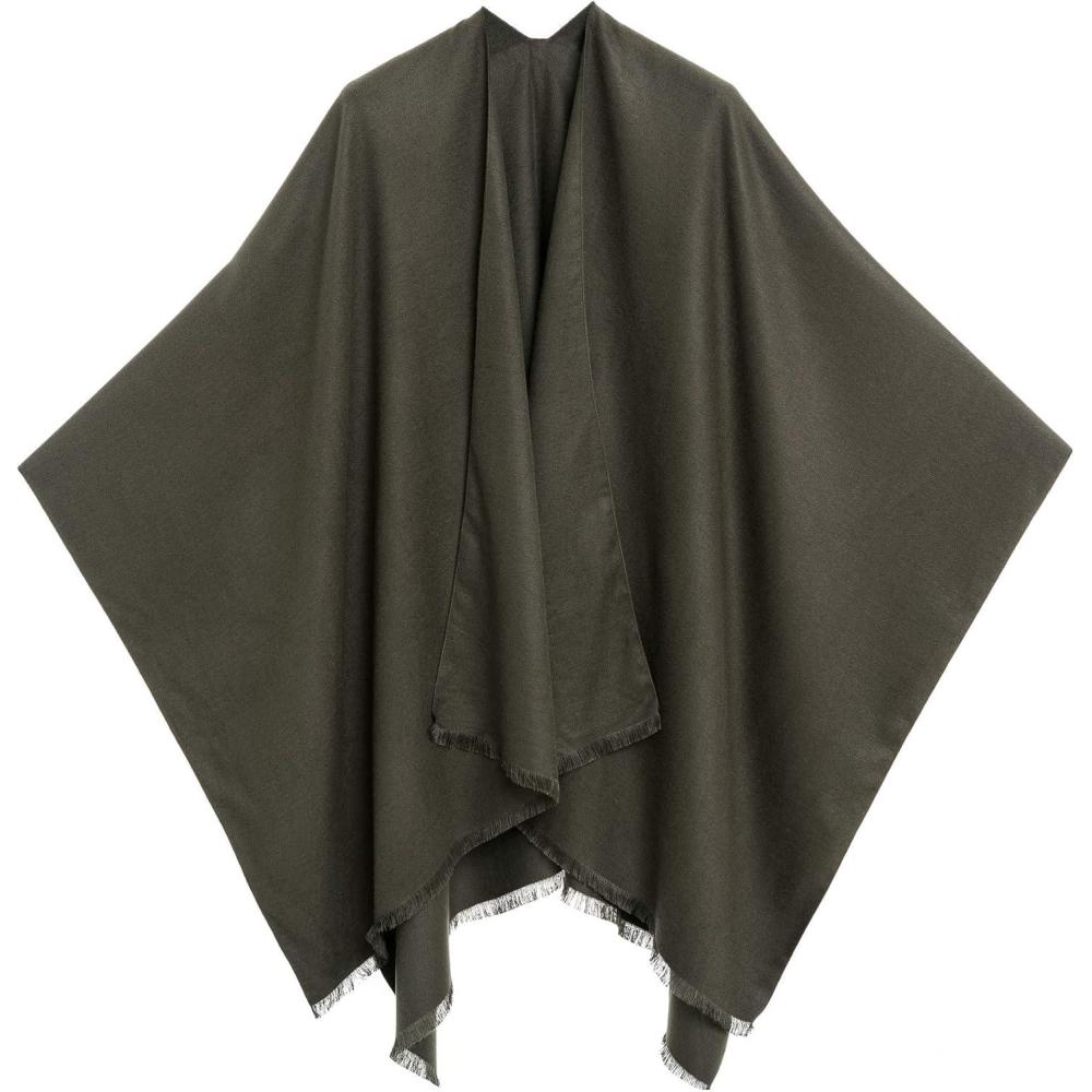 imageWomens Shawl Wrap Poncho Ruana Cape Cardigan Sweater Open Front for Travel Flight CruisesSolid Color Design  Green