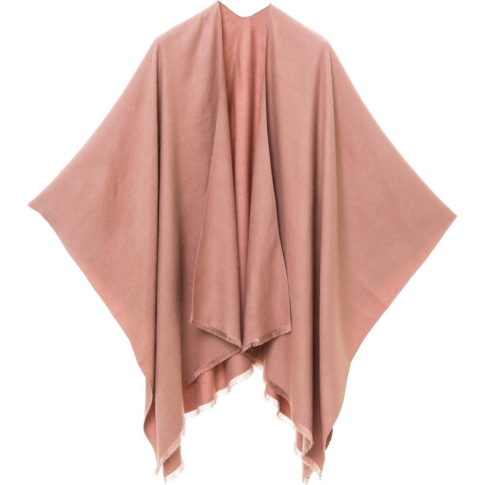imageWomens Shawl Wrap Poncho Ruana Cape Cardigan Sweater Open Front for Travel Flight CruisesSolid Color Design  Mauve