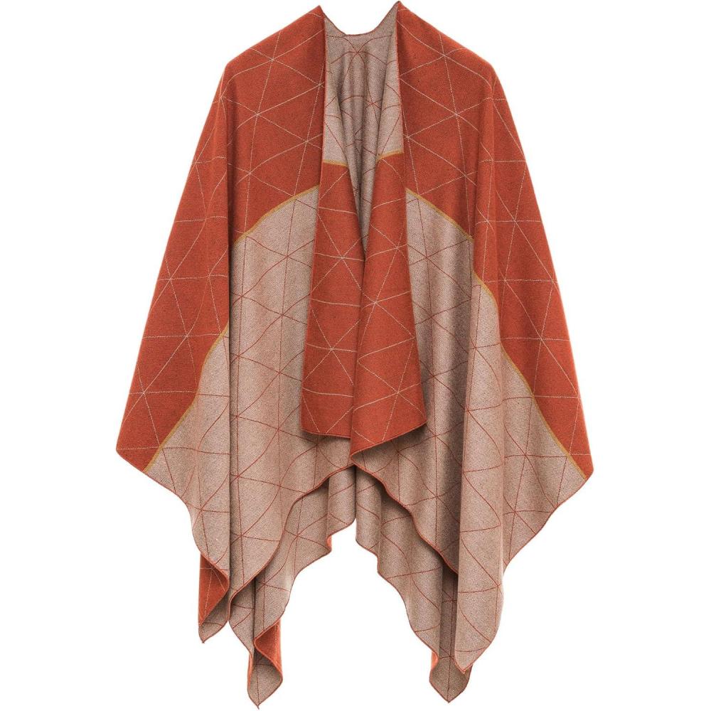 imageWomens Shawl Wrap Poncho Ruana Cape Cardigan Sweater Open Front for Travel Flight CruisesSpanish Design  2 Orange Beige