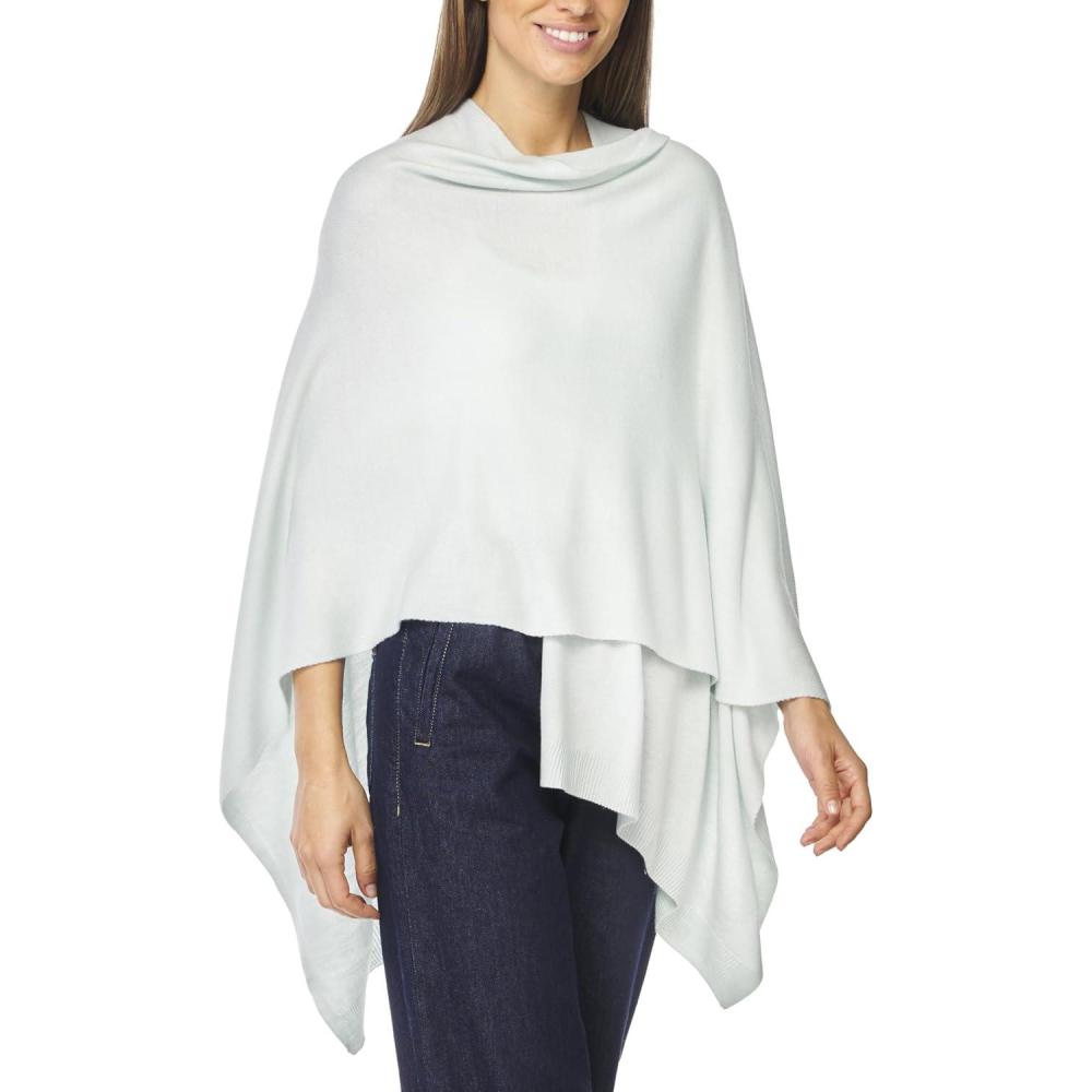 imageWomens Shawl Wrap Poncho Ruana Cape Cardigan Sweater Open Front for Travel Flight CruisesTarifa Collection  Open Front Poncho  Light Blue