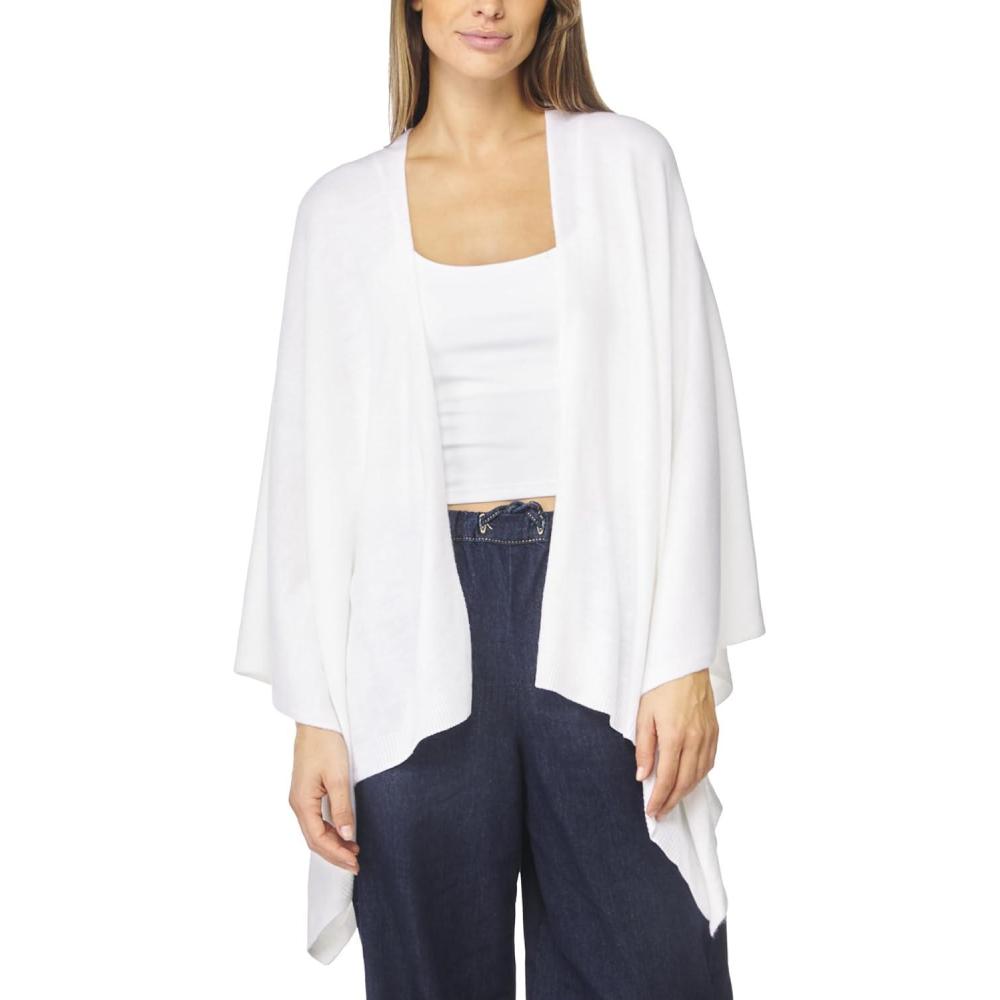 imageWomens Shawl Wrap Poncho Ruana Cape Cardigan Sweater Open Front for Travel Flight CruisesTarifa Collection  Open Front Poncho  White