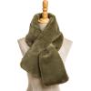 Fur Collar Scarf for Women Faux Fur Scarves Neck Shrug for Fall Winter Coat Dress(Lugo Collection 8 – Army Green)