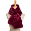 Fur Collar Scarf for Women Faux Fur Scarves Neck Shrug for Fall Winter Coat Dress(Lugo Collection 9 – Burgundy)