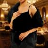 Fur Collar Scarf for Women Faux Fur Scarves Neck Shrug for Fall Winter Coat Dress(Palencia Collection 1 – Black)