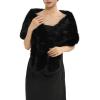Fur Collar Scarf for Women Faux Fur Scarves Neck Shrug for Fall Winter Coat Dress(Palencia Collection 1 – Black)