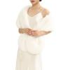 Fur Collar Scarf for Women Faux Fur Scarves Neck Shrug for Fall Winter Coat Dress(Palencia Collection 2 – White)