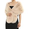 Fur Collar Scarf for Women Faux Fur Scarves Neck Shrug for Fall Winter Coat Dress(Palencia Collection 3 – Beige)