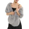Fur Collar Scarf for Women Faux Fur Scarves Neck Shrug for Fall Winter Coat Dress(Palencia Collection 4 – Gray)