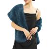 Fur Collar Scarf for Women Faux Fur Scarves Neck Shrug for Fall Winter Coat Dress(Palencia Collection 5 – Blue)