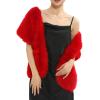 Fur Collar Scarf for Women Faux Fur Scarves Neck Shrug for Fall Winter Coat Dress(Palencia Collection 5 – Red)