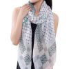 MELIFLUOS DESIGNED IN SPAIN Scarf for Women Lightweight Geometric Fashion For Summer Fall Scarves Shawl Wraps(Madrid Collection 1 – White and Gray Geometric)