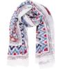 MELIFLUOS DESIGNED IN SPAIN Scarf for Women Lightweight Geometric Fashion For Summer Fall Scarves Shawl Wraps(Madrid Collections 14 – White Blue Geometric)