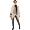Women’s Shawl Wrap Poncho Ruana Cape Cardigan Sweater Open Front for Fall Winter(Border Color Designs – Beige and Gray)